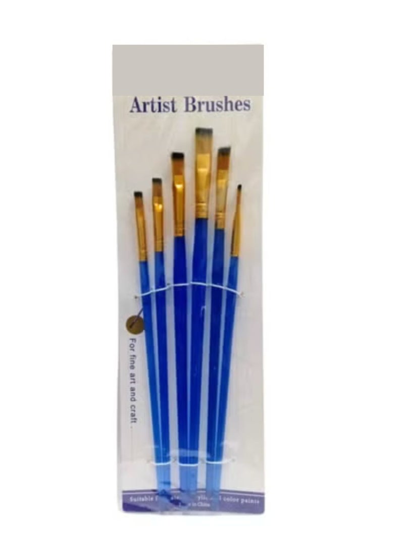 Terabyte Paint Brushes Set,6 Sizes Nylon Hair Artist Painting Brush Kit for Acrylic, Oil Watercolor, Face Nail Body Art, Miniature Detailing & Rock Painting