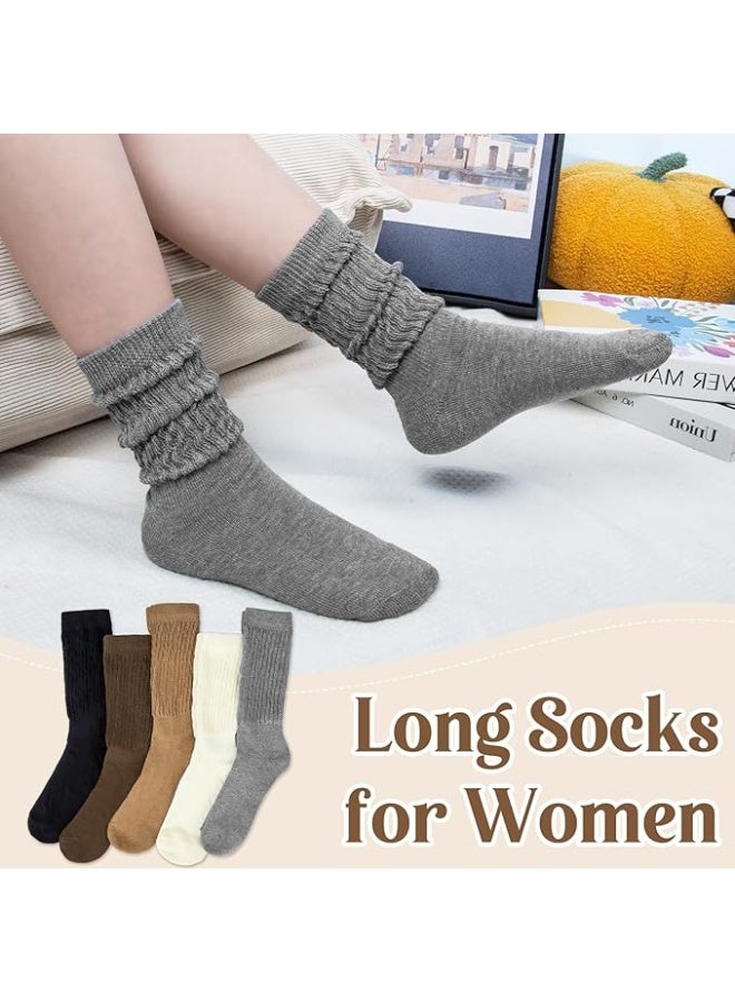 Relex 5 Pairs Slouch Socks for Women, Retro Soft Breathable Athletic Scrunch Calf Ankle Sock for Running, Workout, Dance - Image 5