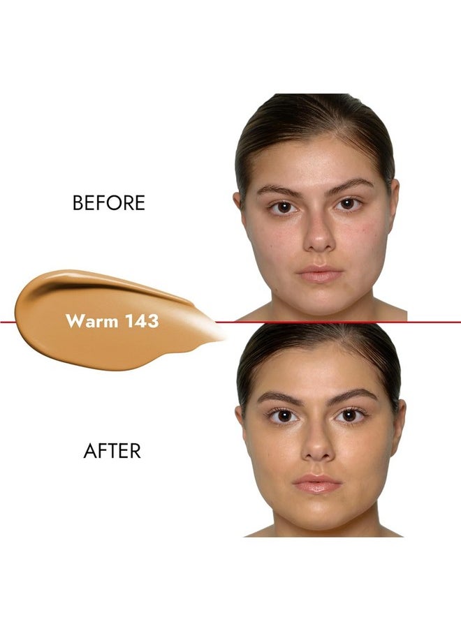 كوه جين دو كريم أساس مرطب وناعم بلمسة نهائية تشبه البشرة من Radiant Perfection: خالي من العيوب، تطابق مثالي للون البشرة، تغطية قابلة للبناء، وأناقة نباتية، دافئ 143، 0.71 أونصة.  - Image 3