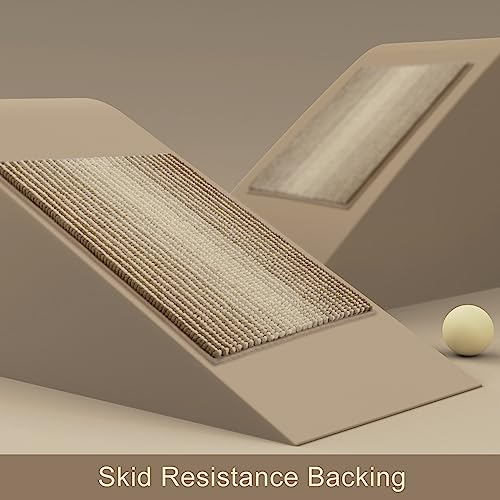 BSICPRO Bath Mat Rug for Bathroom Non Slip 17 x 24 Inches Water Absorbent Chenille Floor Mats Machine Washable (Light Taupe and Cream) - Image 4