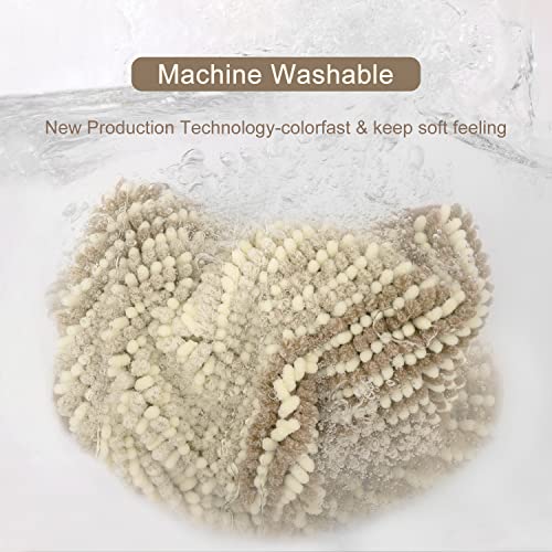 BSICPRO Bath Mat Rug for Bathroom Non Slip 17 x 24 Inches Water Absorbent Chenille Floor Mats Machine Washable (Light Taupe and Cream) - Image 3