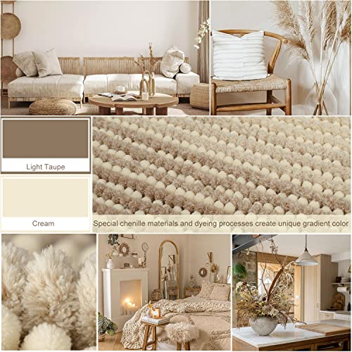 BSICPRO Bath Mat Rug for Bathroom Non Slip 17 x 24 Inches Water Absorbent Chenille Floor Mats Machine Washable (Light Taupe and Cream) - Image 5