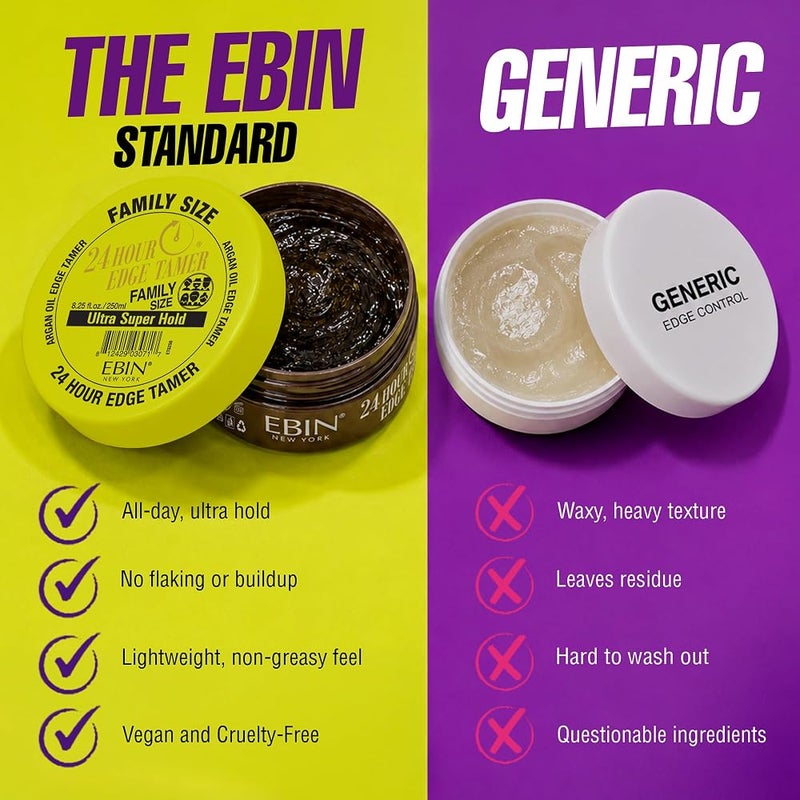 إيبن نيويورك 1 EBIN NEW YORK مروض الحواف 24 ساعة، تثبيت فائق القوة بدون قشور بيضاء أو بقايا، 8.25oz 250mL - Image 4