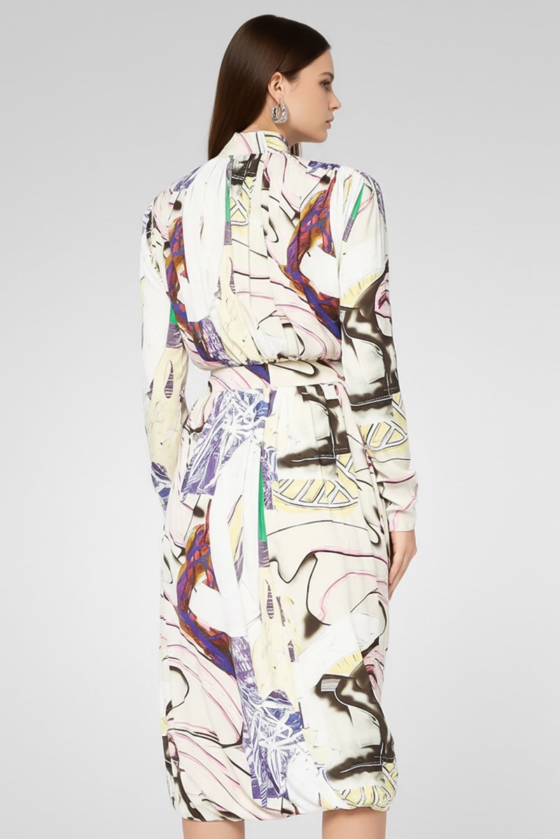 STELLA MCCARTNEY فستان ميدي بطباعة جرافيك للنساء، متعدد الألوان - Image 4