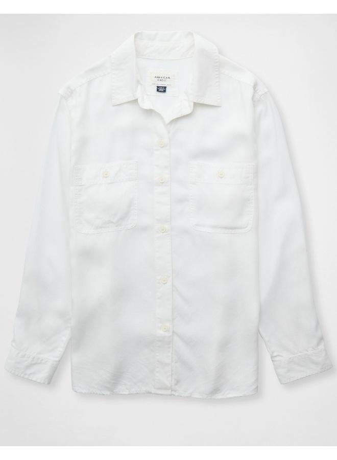 American Eagle AE Bestie Long-Sleeve Button-Up Shirt - Image 3