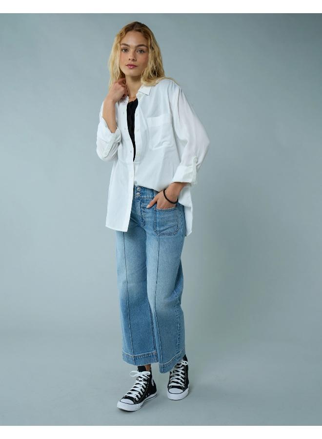 American Eagle AE Bestie Long-Sleeve Button-Up Shirt - Image 1