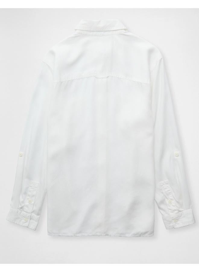 American Eagle AE Bestie Long-Sleeve Button-Up Shirt - Image 2