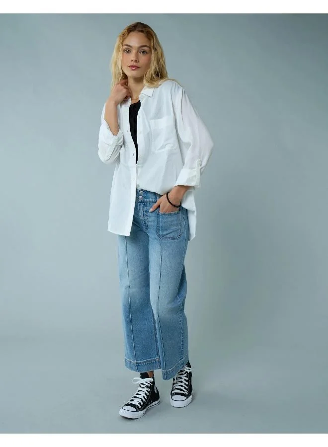 American Eagle AE Bestie Long-Sleeve Button-Up Shirt