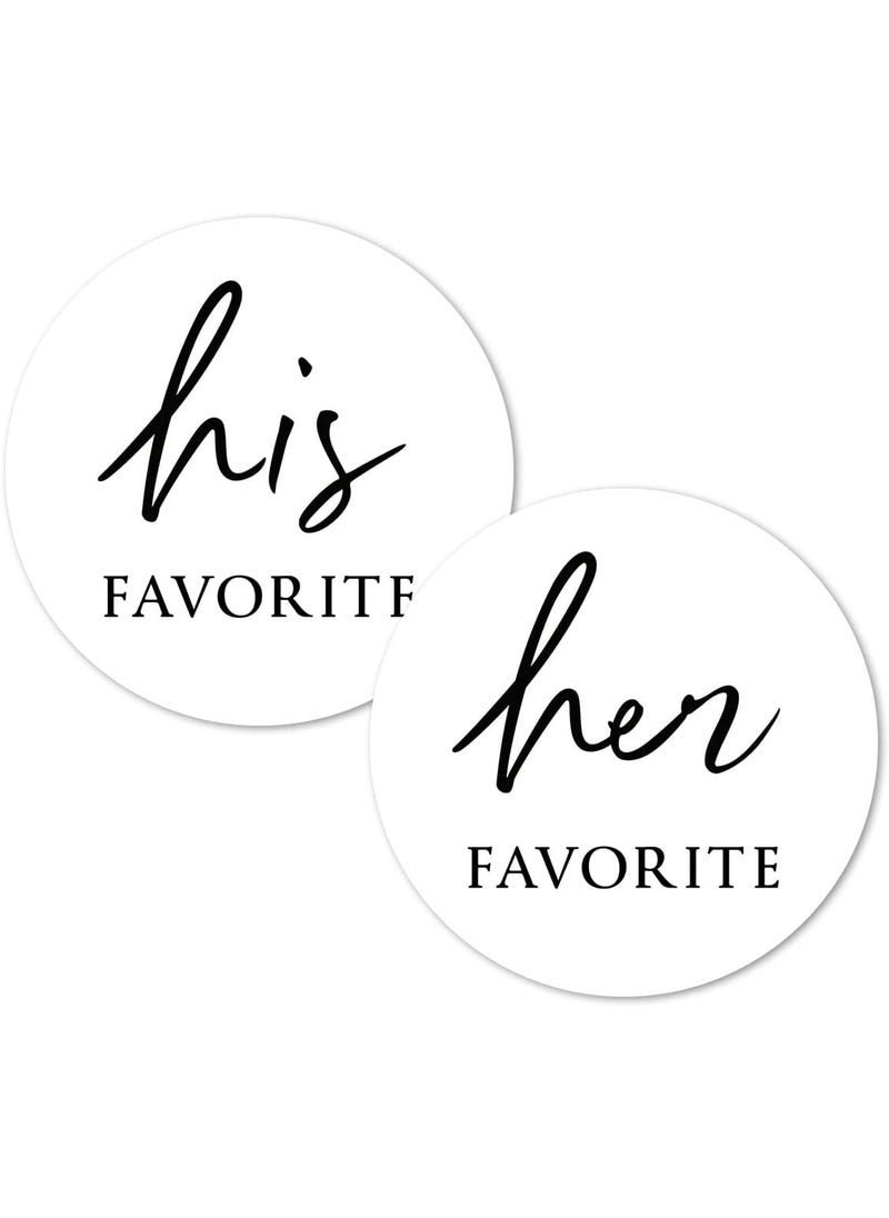 MAGJUCHE White His Her Favorite Stickers 1 inch Wedding Bridal Shower Party Favor Labels 160Pack  - Image 1