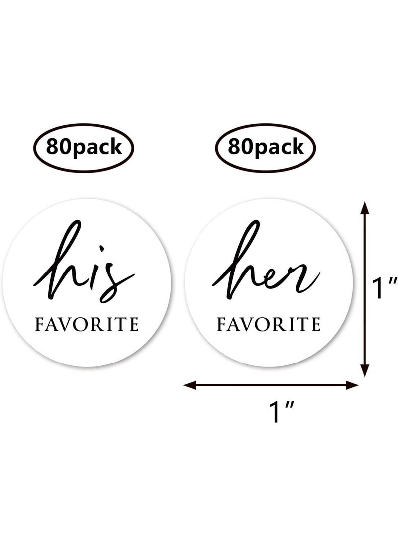 MAGJUCHE White His Her Favorite Stickers 1 inch Wedding Bridal Shower Party Favor Labels 160Pack  - Image 4
