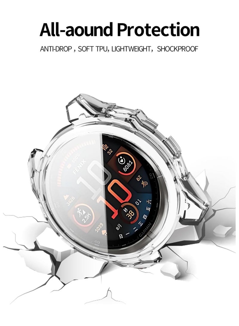 Case for Garmin Fenix 8 43mm Smartwatch Cover All-Round Protection Shockproof Transparency TPU Protective Case Cover for Garmin Fenix 8 43mm Smart Watch Accessories (Transparent) - Image 2