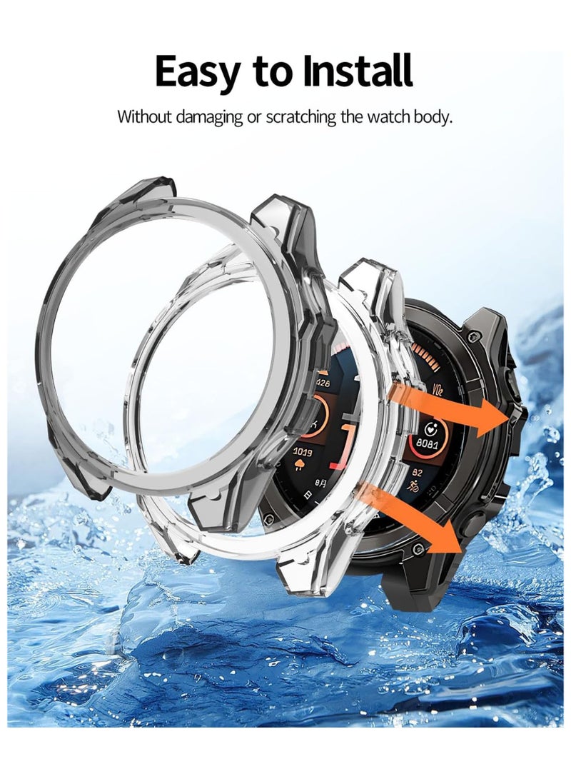 Case for Garmin Fenix 8 43mm Smartwatch Cover All-Round Protection Shockproof Transparency TPU Protective Case Cover for Garmin Fenix 8 43mm Smart Watch Accessories (Transparent) - Image 3
