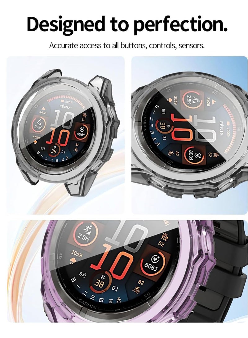 Case for Garmin Fenix 8 43mm Smartwatch Cover All-Round Protection Shockproof Transparency TPU Protective Case Cover for Garmin Fenix 8 43mm Smart Watch Accessories (Transparent) - Image 4