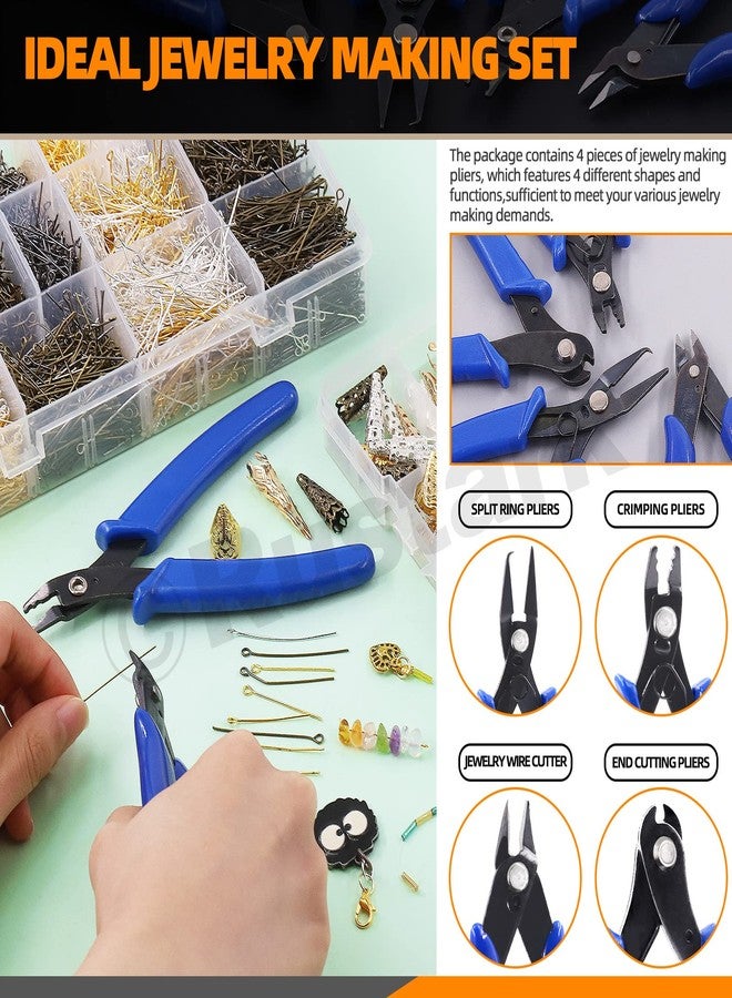 Rustark 4Pcs Jewelry Pliers Tool Assortment Kit, Bead Crimping, Flush Cutter, Split Ring and Wire Cutter for Beading Necklaces Earrings Bracelets DIY Jewelry Making - Image 4