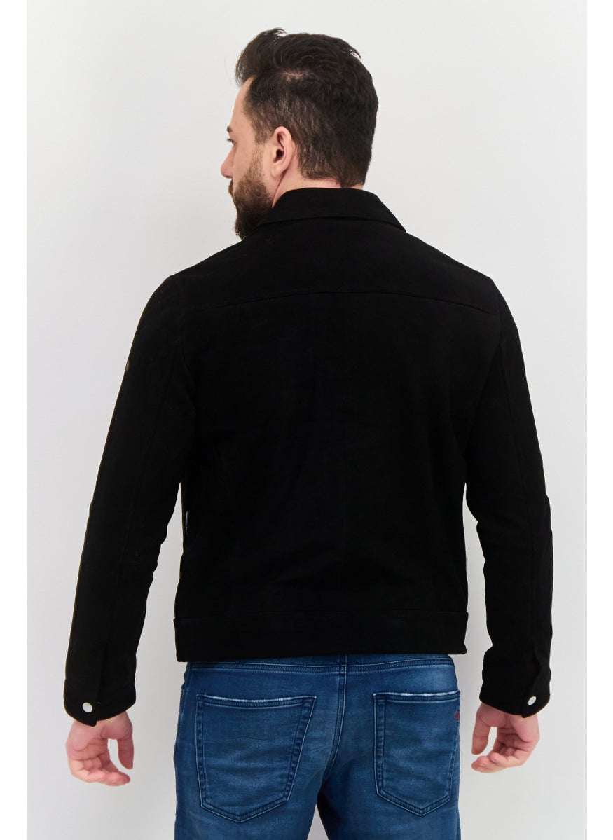 Selected Homme Men Suede Motorcycle Jacket, Black  - Image 3