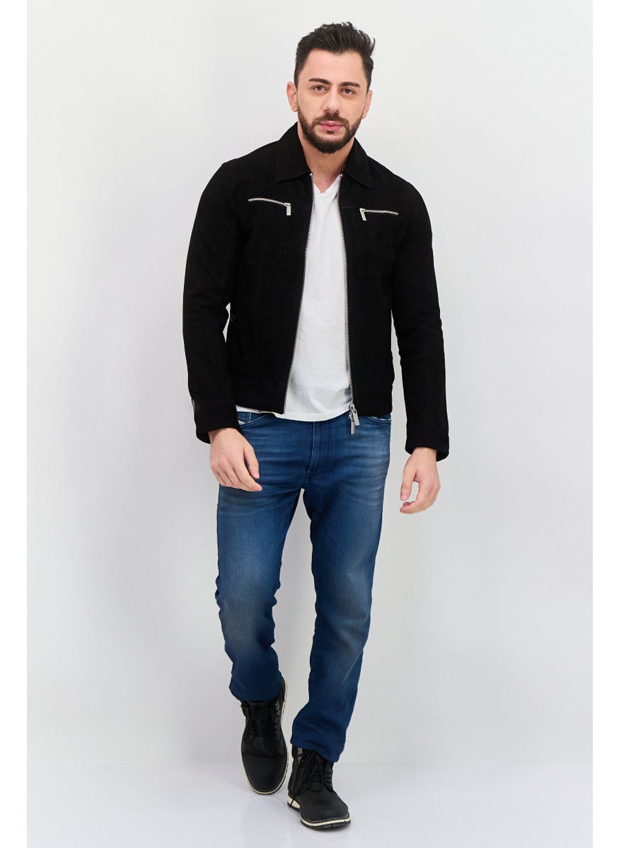 Selected Homme Men Suede Motorcycle Jacket, Black  - Image 4