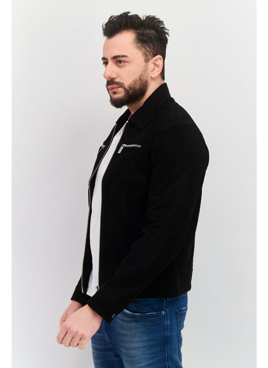 Selected Homme Men Suede Motorcycle Jacket, Black  - Image 2