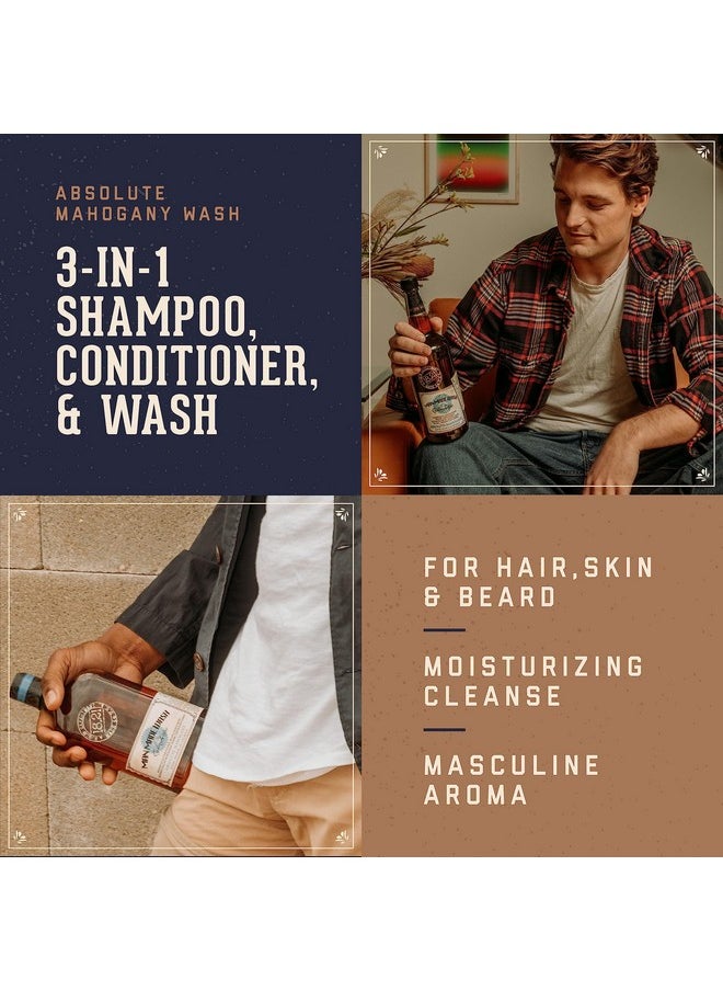 18.21 Man Made 18.21 Man Made Original Absolute Mahogany 3-in-1 Body Wash, Shampoo, & Conditioner for Men, All Hair & Skin Types, Strengthens and Moisturizes in a Manly Aroma, 18 oz  - Image 2
