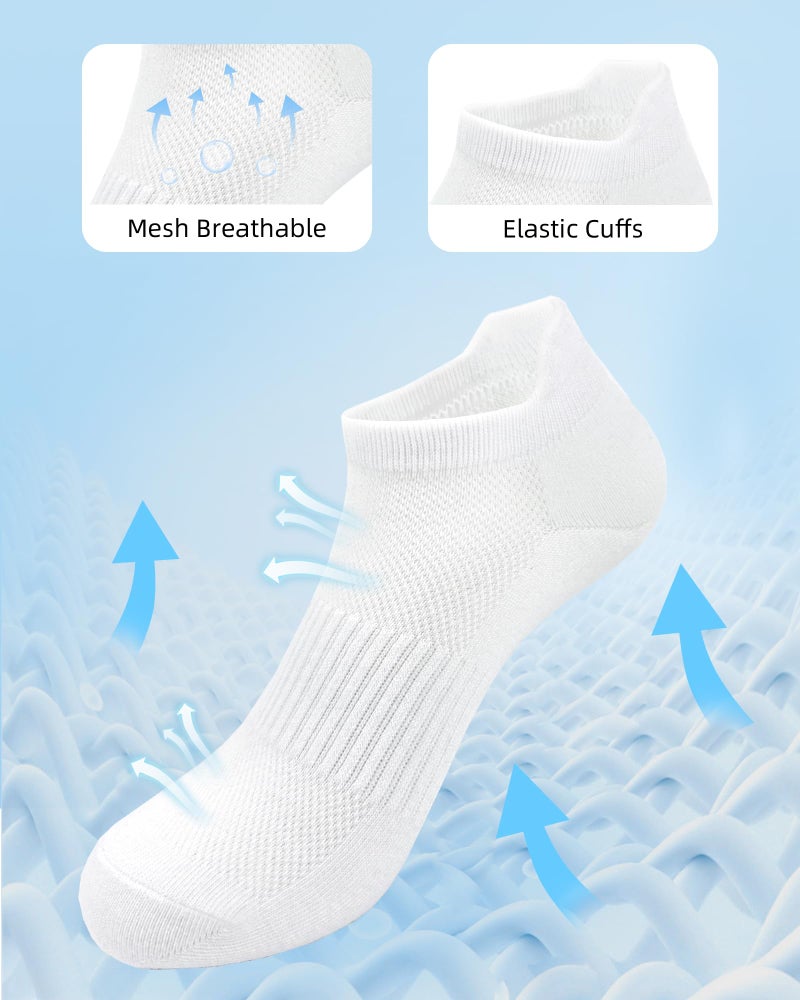 SIXDAYSOX White Ankle Socks Womens Thin Breathable No Show Low Cut Cotton Socks 5 Pairs - Image 3