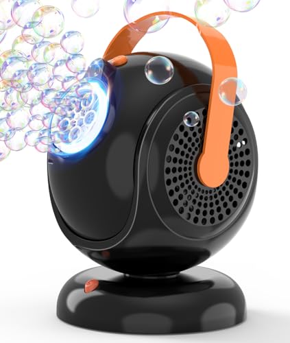 Joyfuture آلة فقاعات أوتوماتيكية من جوي فيوتشر - منفاخ فقاعات سوداء للأطفال والرضع - دوران 360 درجة - ضبط 75 مع ضوء LED - هدايا للأولاد والبنات - حفلات عيد الميلاد في الهواء الطلق - Image 1