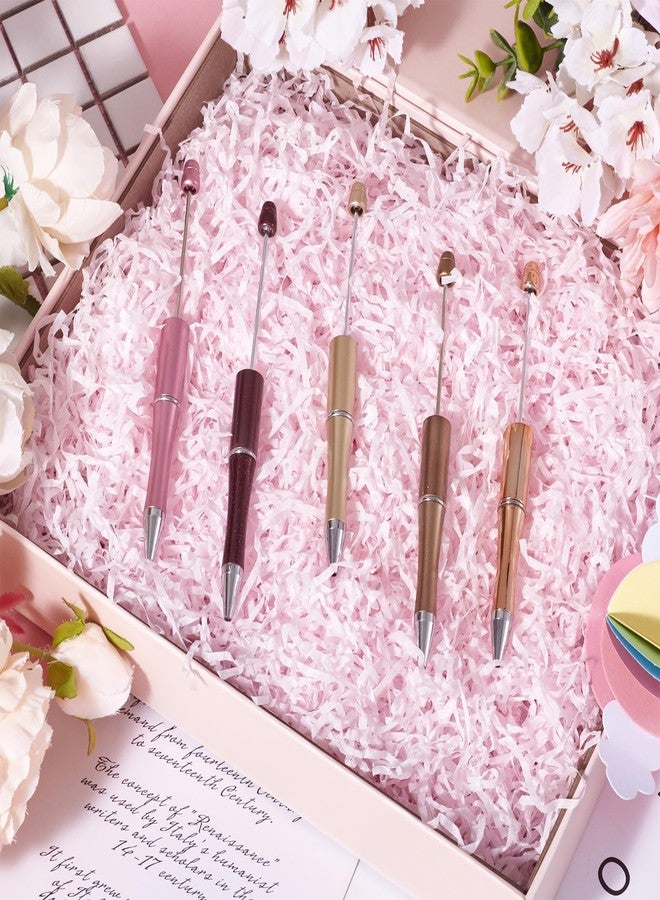 BB Beadthoven 25pcs Plastic Beadable Pens 5 Colors Bead Ballpoint Pens Set Shaft Black Ink Bead Pens for DIY Pen Decorations Supplies Office School Brown Coffee Rose Gold Pink Goldenrod - Image 3