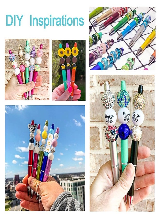 BB Beadthoven 25pcs Plastic Beadable Pens 5 Colors Bead Ballpoint Pens Set Shaft Black Ink Bead Pens for DIY Pen Decorations Supplies Office School Brown Coffee Rose Gold Pink Goldenrod - Image 5