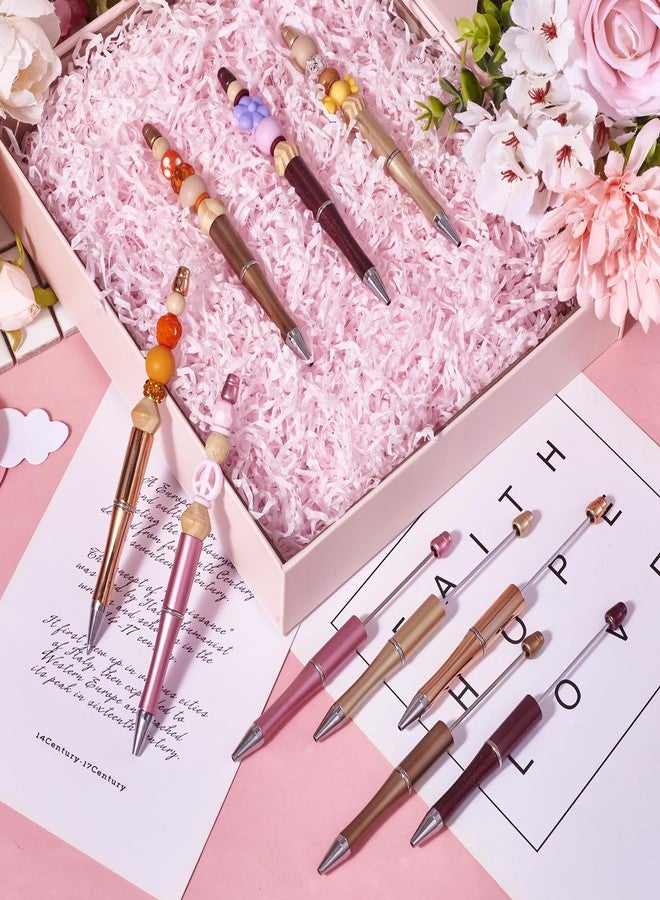 BB Beadthoven 25pcs Plastic Beadable Pens 5 Colors Bead Ballpoint Pens Set Shaft Black Ink Bead Pens for DIY Pen Decorations Supplies Office School Brown Coffee Rose Gold Pink Goldenrod - Image 4
