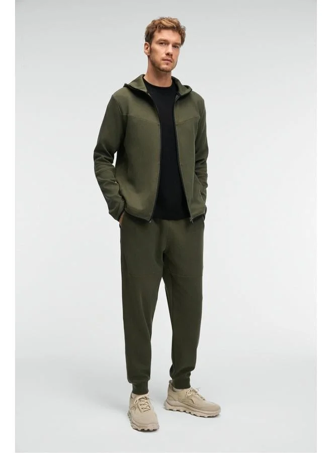 GRIMELANGE AVENER Men's Hooded Printed Zippered Khaki Sweatshirt.
