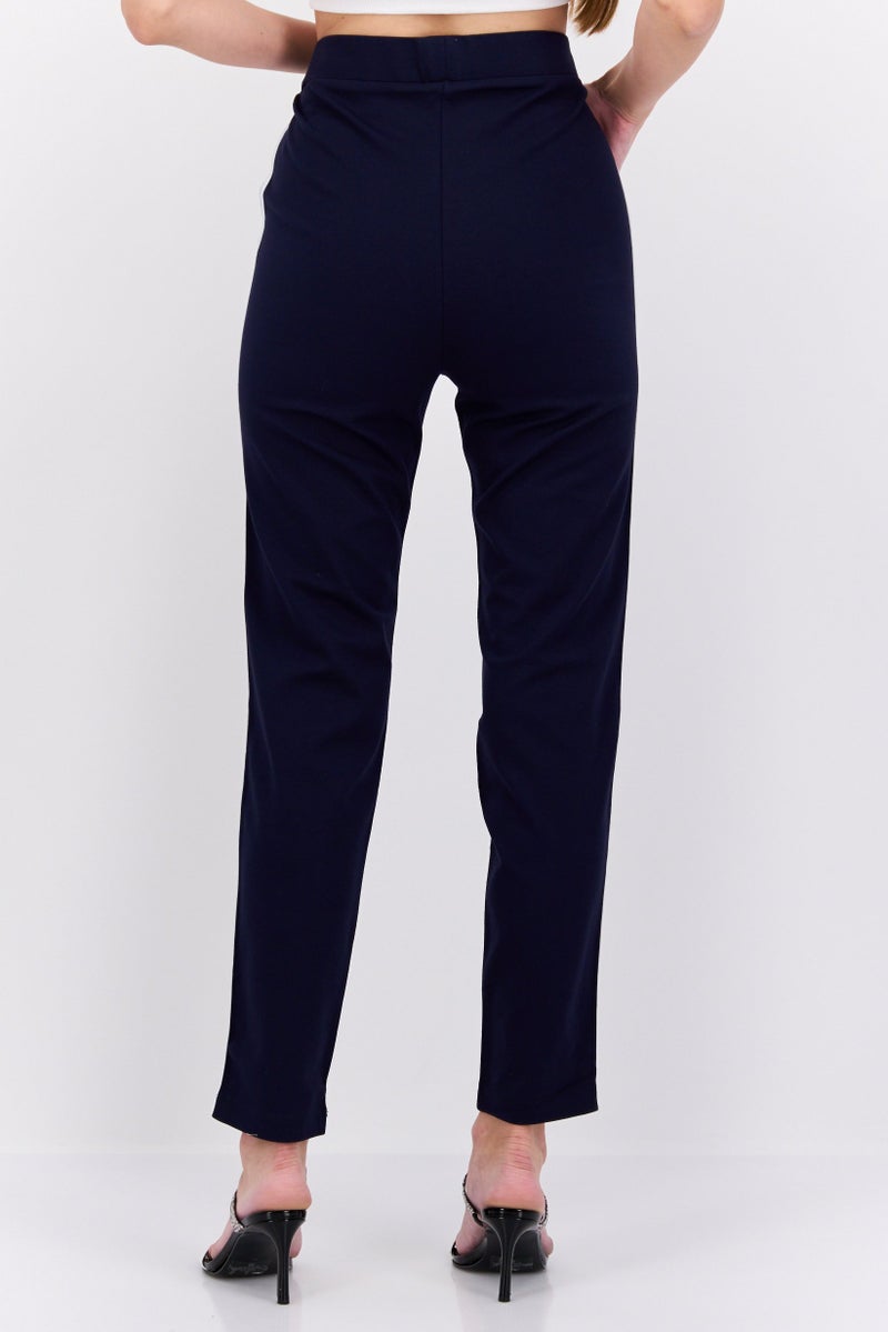 MODE Women Regular Fit Stripe Jeggings , Navy Blue  - Image 2