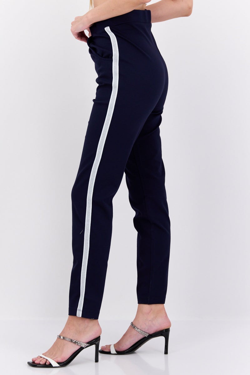 MODE Women Regular Fit Stripe Jeggings , Navy Blue  - Image 4