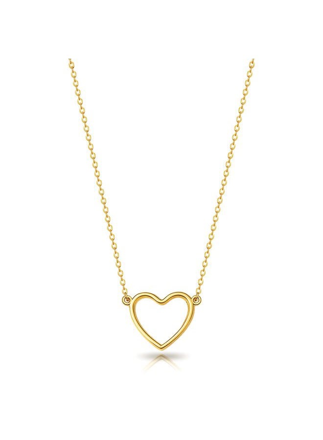 Zeffy Heart Necklace for Teen Girls 18k Gold Plated Cute Necklaces Trendy Open Heart Choker Necklaces Dainty Simple Gold Jewelry for Women Gifts - Image 1