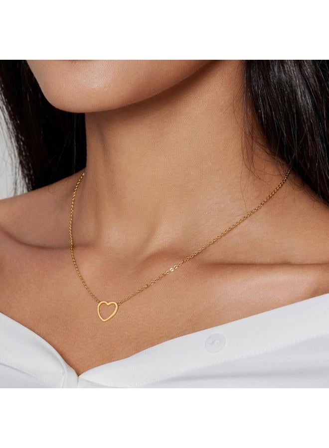 Zeffy Heart Necklace for Teen Girls 18k Gold Plated Cute Necklaces Trendy Open Heart Choker Necklaces Dainty Simple Gold Jewelry for Women Gifts - Image 4