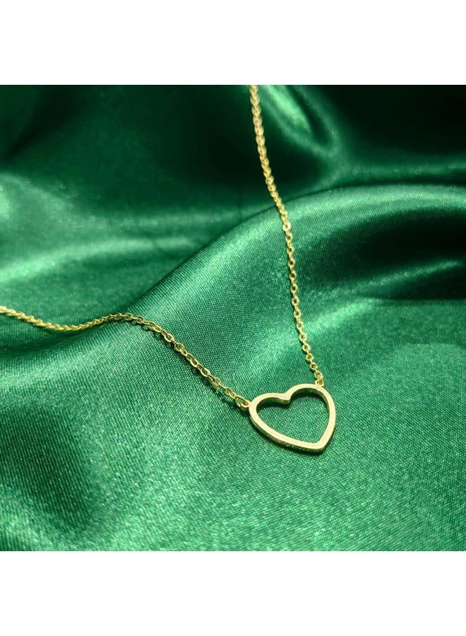 Zeffy Heart Necklace for Teen Girls 18k Gold Plated Cute Necklaces Trendy Open Heart Choker Necklaces Dainty Simple Gold Jewelry for Women Gifts - Image 5