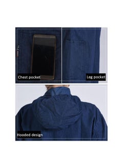 Men's & Women's Denim Jumpsuit Workwear, Long Sleeve Coverall Overalls Suit with Hood for Your Any Work (Color : Blue, Size : X-Large)