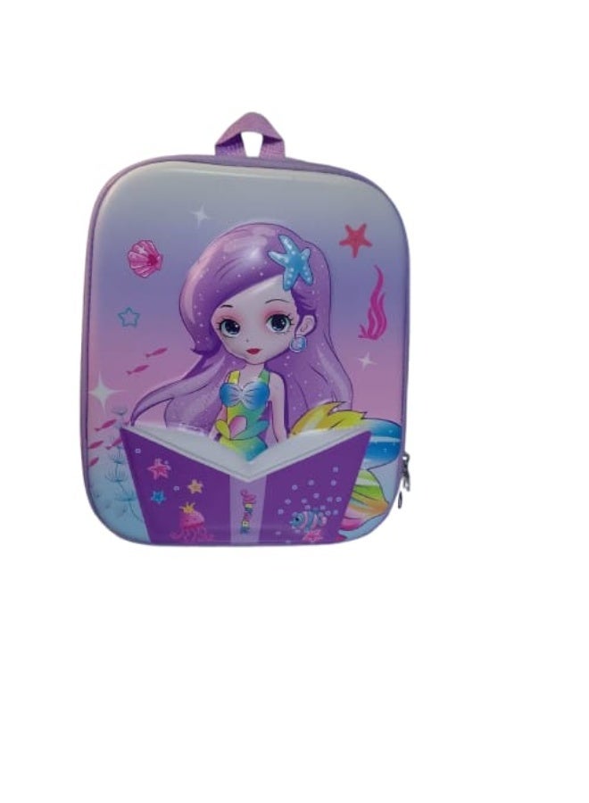 حقيبة ظهر مدرسية للأطفال بتصميم كرتوني جذاب 30×23×9 سم، مقاومة للماء، بنفسجية