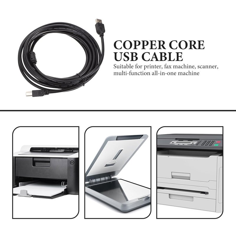 Multi-goal comprehensive design Universal Printer USB Cable Copper Core 2.0 Printing Machine Cable 5 Meters Black for Office and Home Printer Use Transparent body - Image 4