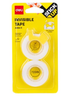 Deli Deli EA30411 Stick Up BOPP Invisible Tape with Dispenser, 12mm x 18.3mm, Non-Toxic, Low Odor, 2PCS  - Image 3