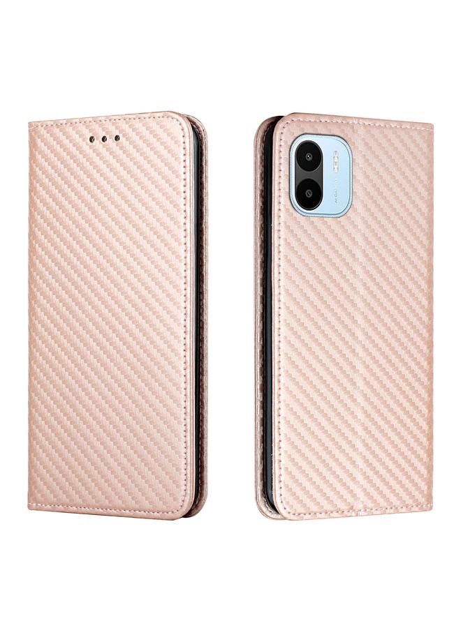 The Bros Case For Xiaomi Redmi A1 Carbon Fiber Texture Magnetic Flip Leather Phone Case