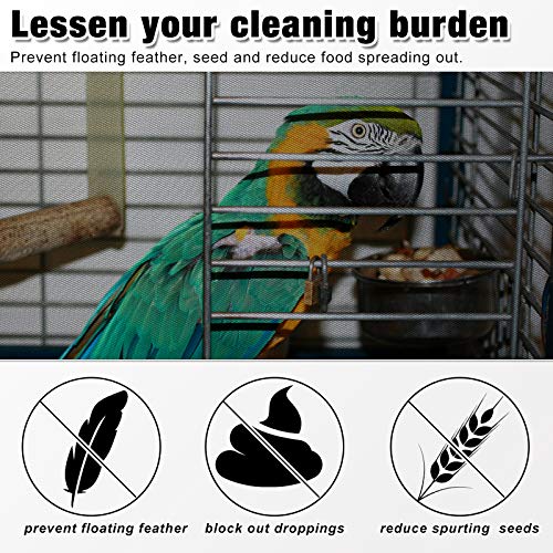 Shappy 3 Pieces Large Adjustable Bird Cage Cover Seed Feather Catcher Birdcage Nylon Mesh Net Cover Soft Skirt Guard for Parakeet Macaw African Round Square Cage (78 x 15 Inch in Circumference and Width) - Image 5