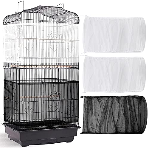 Shappy 3 Pieces Large Adjustable Bird Cage Cover Seed Feather Catcher Birdcage Nylon Mesh Net Cover Soft Skirt Guard for Parakeet Macaw African Round Square Cage (78 x 15 Inch in Circumference and Width) - Image 1