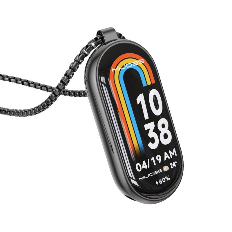erorex For Xiaomi Smart Band 10 / 9 / 8 Metal Pendant Stainless Steel Watch Necklace(Black) - Image 1