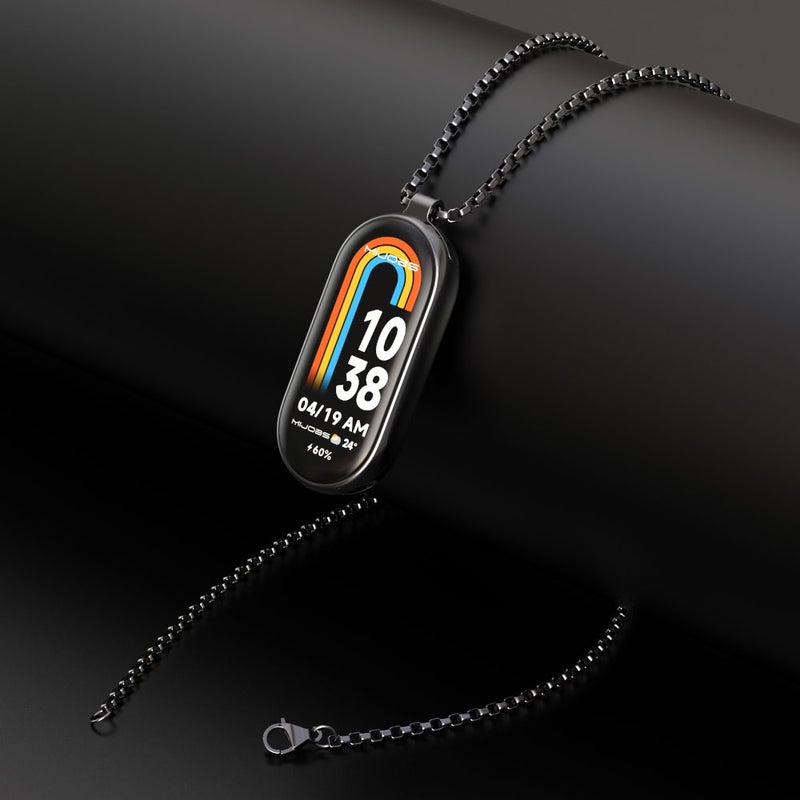 erorex For Xiaomi Smart Band 10 / 9 / 8 Metal Pendant Stainless Steel Watch Necklace(Black) - Image 4