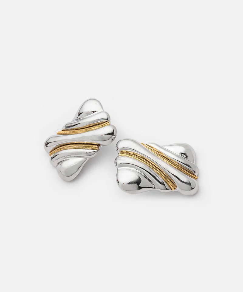 Ipekyol  Two-Tone Textured Earrings for Women | Best Price UAE