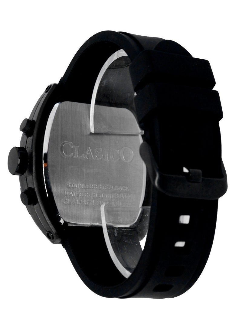 Clasico ساعة كرونوغراف فاخرة بـ 6 عقارب – إصدار هيكل تونيو الأسود منتصف الليل مع حزام سيليكون فاخر – حركة عيار Y121 النخبوية – تصميم مقاوم للماء - Image 3