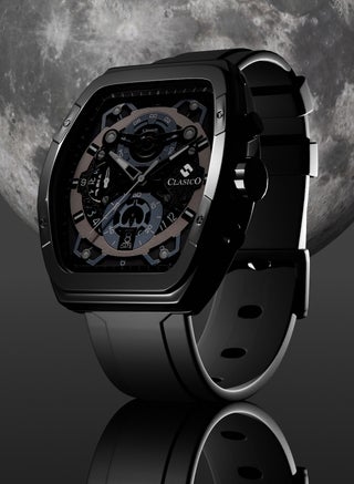 Opulent 6-Hands Chronograph Watch – Tonneau Skeleton Midnight Black Chronograph Edition with Premium Silicon Strap – Elite Y121 Calibre Movement – Waterproof Design - view 5