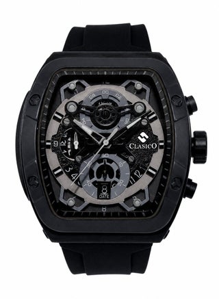 Opulent 6-Hands Chronograph Watch – Tonneau Skeleton Midnight Black Chronograph Edition with Premium Silicon Strap – Elite Y121 Calibre Movement – Waterproof Design - view 4