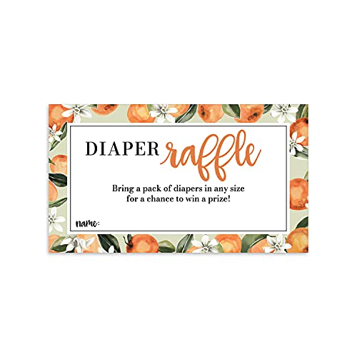 Canopy Street Little Cutie Diaper Raffle Tickets For Baby ShowerClementine Sprinkle Or Gender Reveal Party Game 50 Adorable Fruit 35 x 2 Diaper Drawing Cards - Image 1