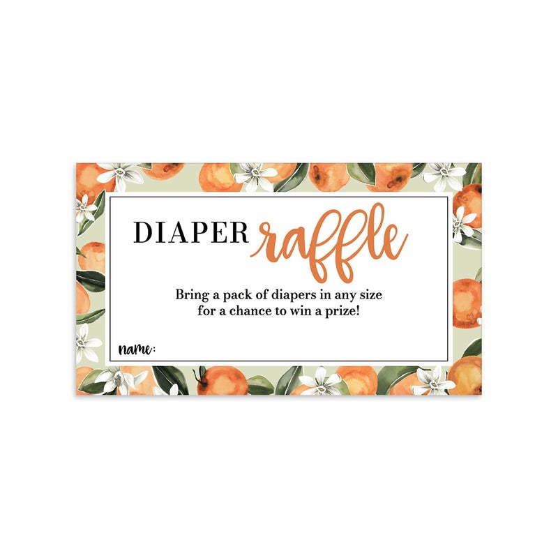 Canopy Street Little Cutie Diaper Raffle Tickets For Baby ShowerClementine Sprinkle Or Gender Reveal Party Game 50 Adorable Fruit 35 x 2 Diaper Drawing Cards - Image 4