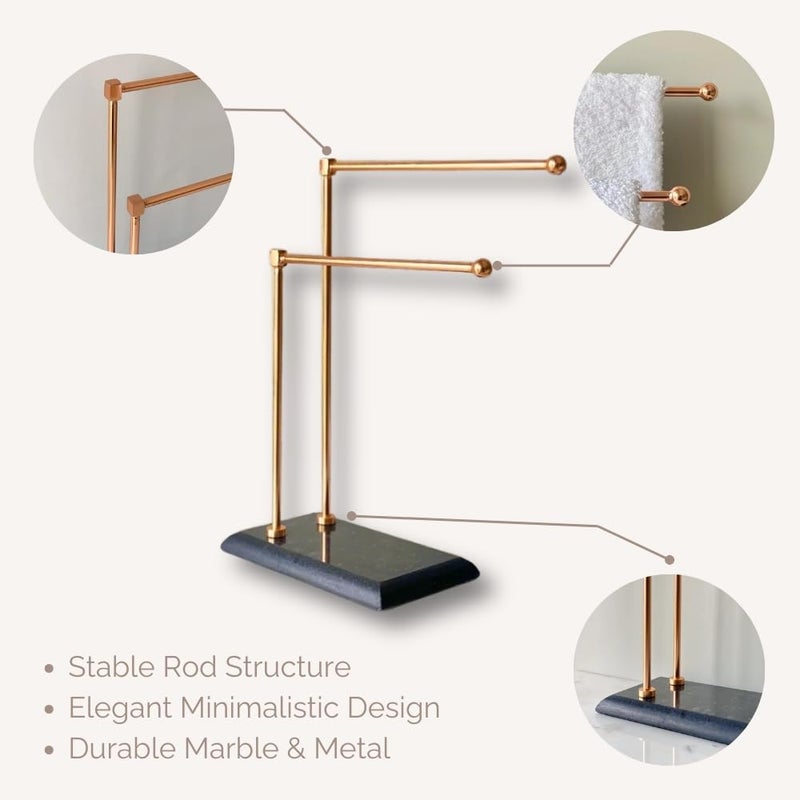 MASON HOME MASON HOME Melrose Hand Towel Stand - Black & Rose Gold 1pc |Heavy Marble Base | Easy to Use | Bathroom - Kitchen - Bedroom - Washbasin | Towel - Kitchen Roll - Paper Towel | Décor | Organizer | Stand  - Image 5