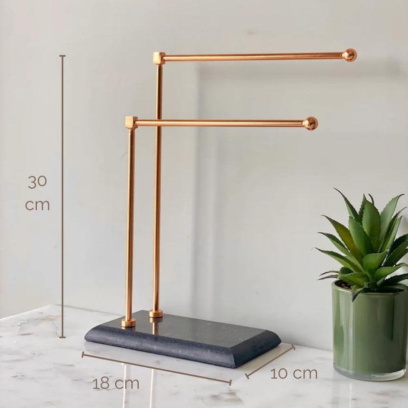 MASON HOME MASON HOME Melrose Hand Towel Stand - Black & Rose Gold 1pc |Heavy Marble Base | Easy to Use | Bathroom - Kitchen - Bedroom - Washbasin | Towel - Kitchen Roll - Paper Towel | Décor | Organizer | Stand  - Image 3